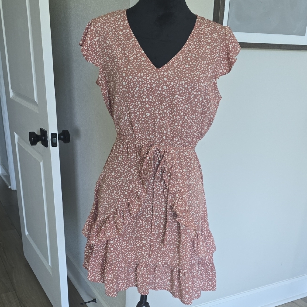 Floral Pink Ruffle Dress